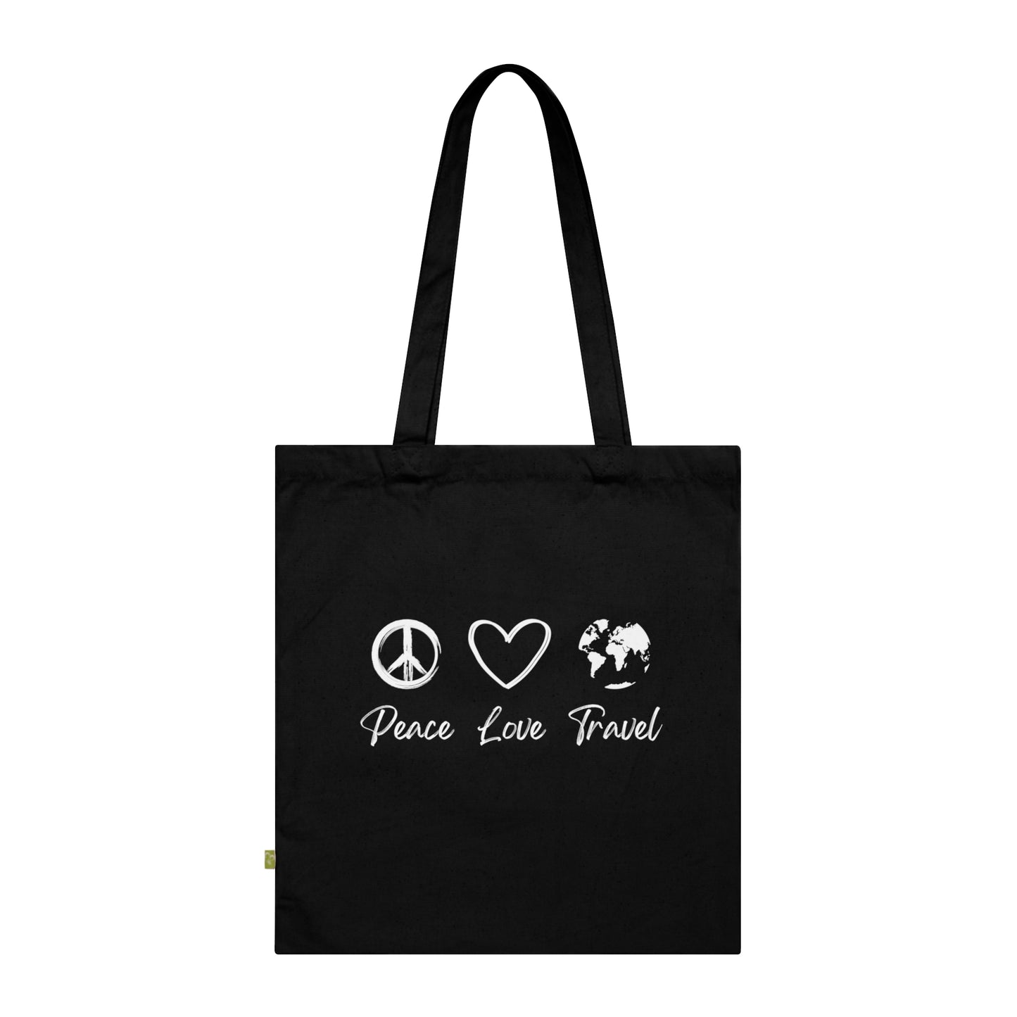 Peace Love Travel Organic Cotton Tote Bag