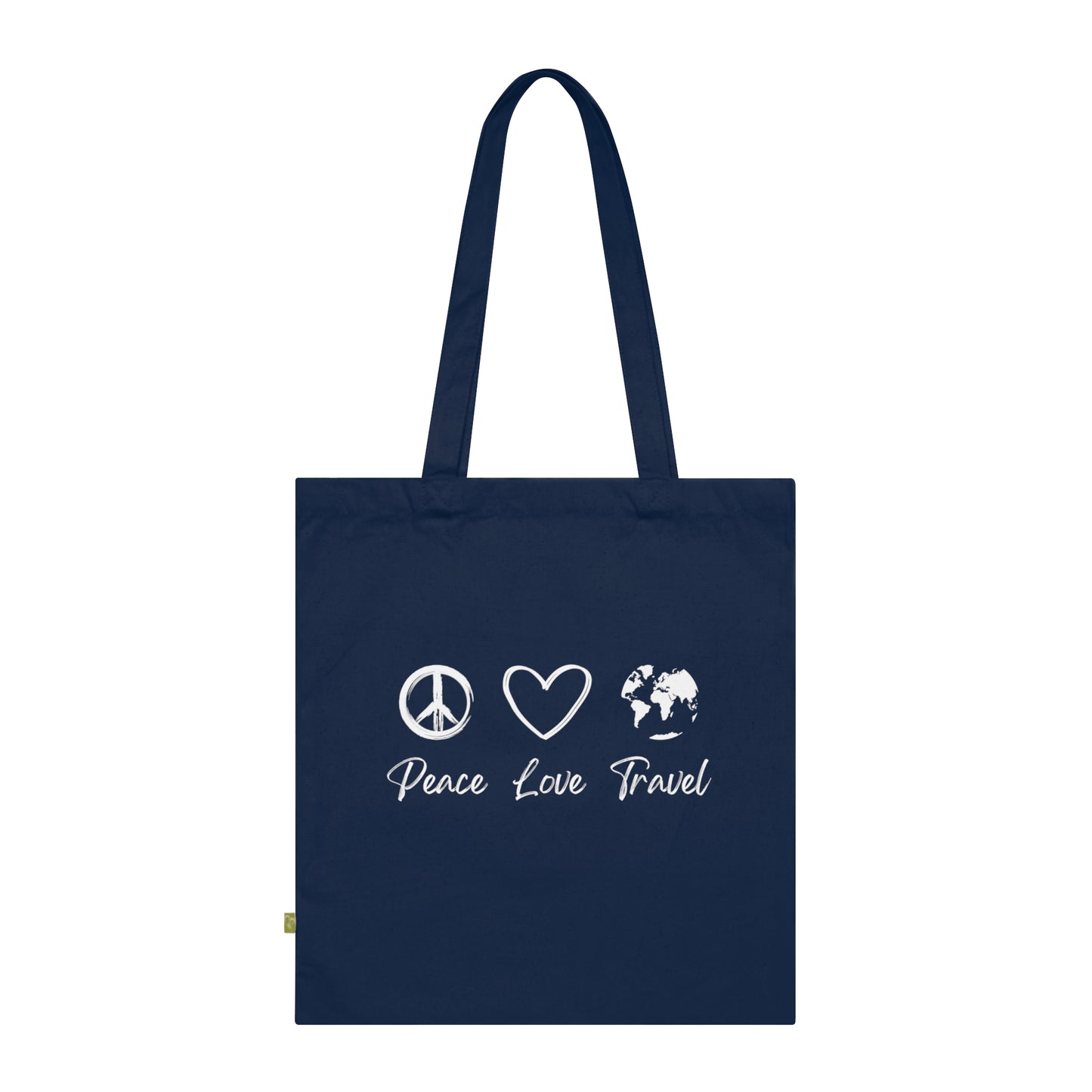 Peace Love Travel Organic Cotton Tote Bag