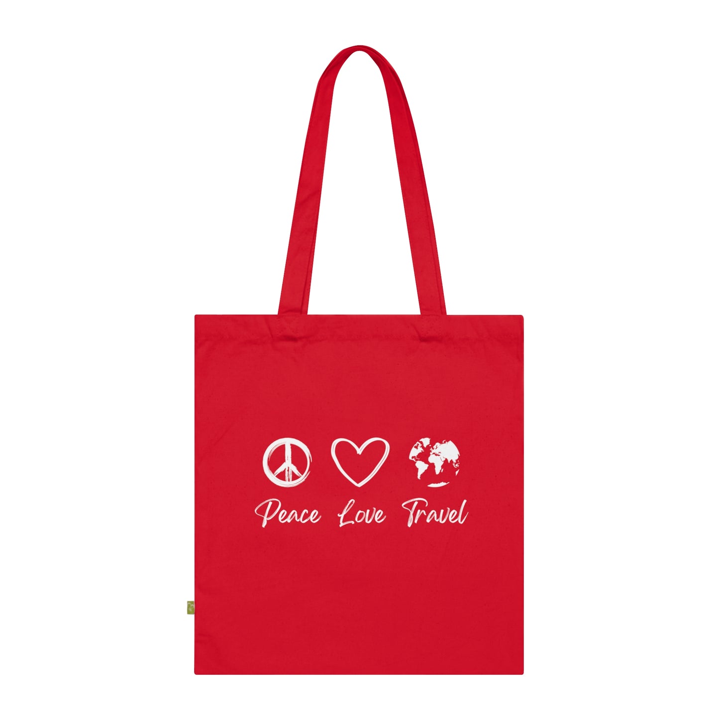 Peace Love Travel Organic Cotton Tote Bag