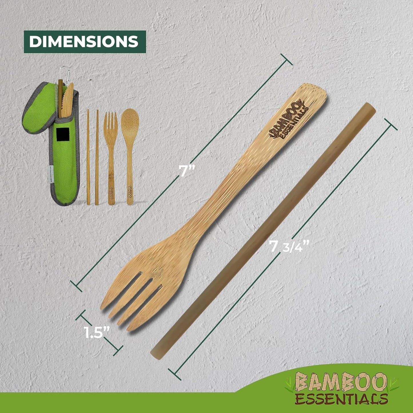 Travel Utensils with Case Set Fork, Knife, Spoon, Chopsticks, Straw, Straw-cleaning brush